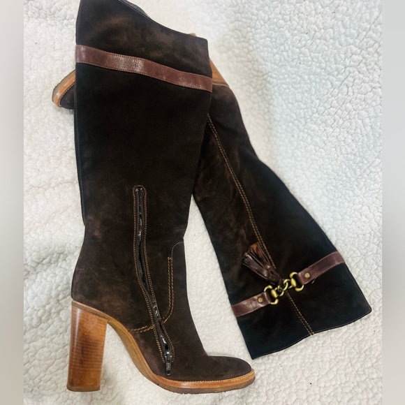 Vintage Brown leather upper boots size 9.5 to 10 fits very good condition - Picture 7 of 14